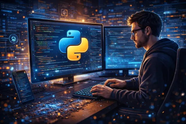 programmatore che scrive codice python