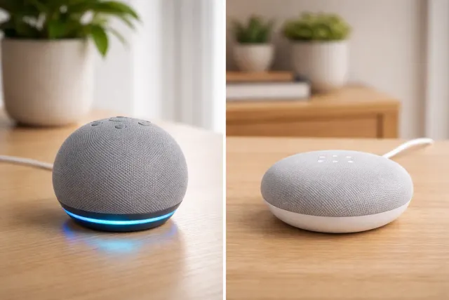 echodot a sinistra e google nest a destra