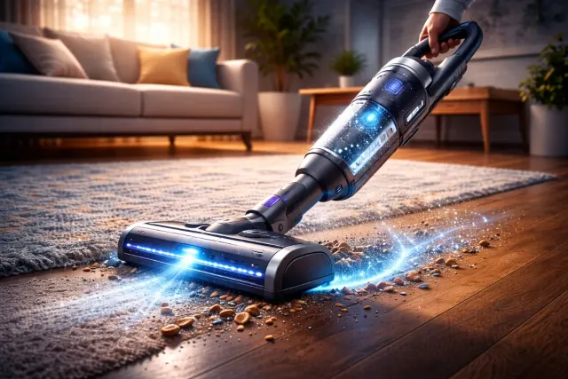 aspirapolvere senza fili che aspira lo sporco