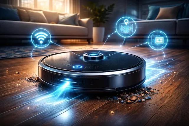 robot aspirapolvere che pulisce