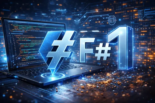 computer con una scritta f# e un 1