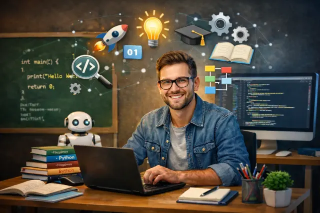 un programmatore sorridente