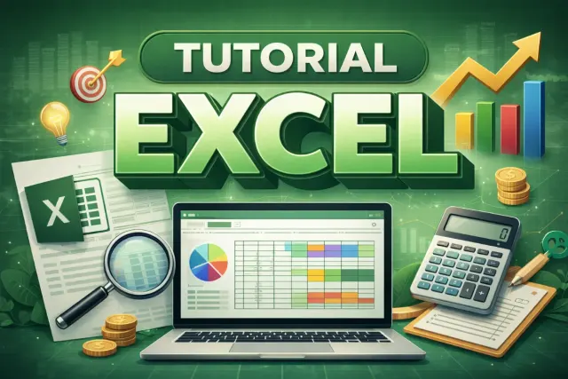 scritta tutorial excel con calcolatrici grafici lente d'ingrandimento